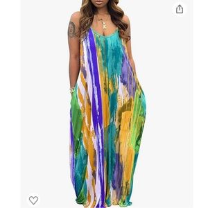 Long colorful maxi dress with pockets